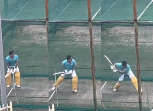 MS Dhoni practing for IPL 2023 in Jharkand