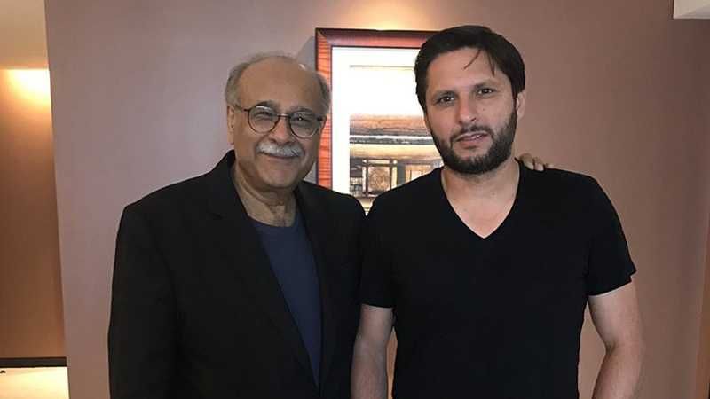 Shahid Afridi with Najam Sethi