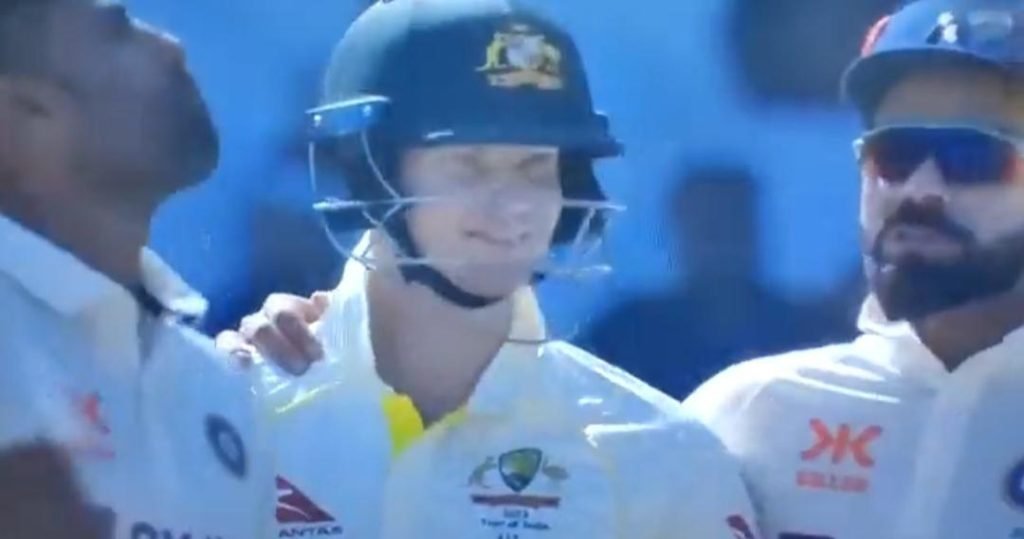 Virat Kohli was seen putting arm around Steve Smith after Axar Patel bowled a maiden on Day 1 of the 1st Test.