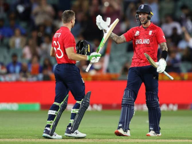 Jos Buttler and Hales after their match-winning innings vs India 2022
