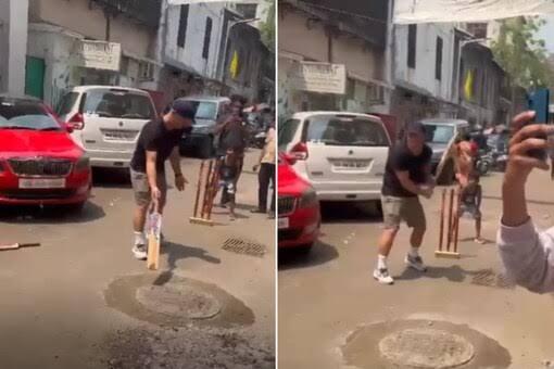 David Warner Plays Street Cricket With The Local Boys In Mumbai.