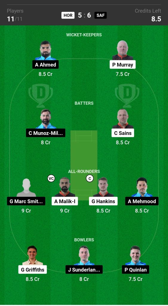 HOR vs SAF Dream11 Prediction Today's Match Team 2

