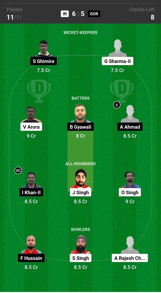 IR vs GOR Dream11 Prediction Today's Match, Probable Playing XI, Pitch Report, Top Fantasy Picks, Captain and Vice Captain Choices, Weather Report, Predicted Winner for Today's Match, European Cricket League, Portugal