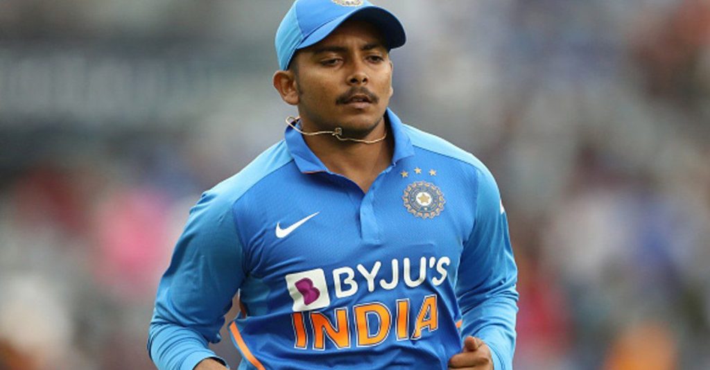 Prithvi Shaw playing for India 