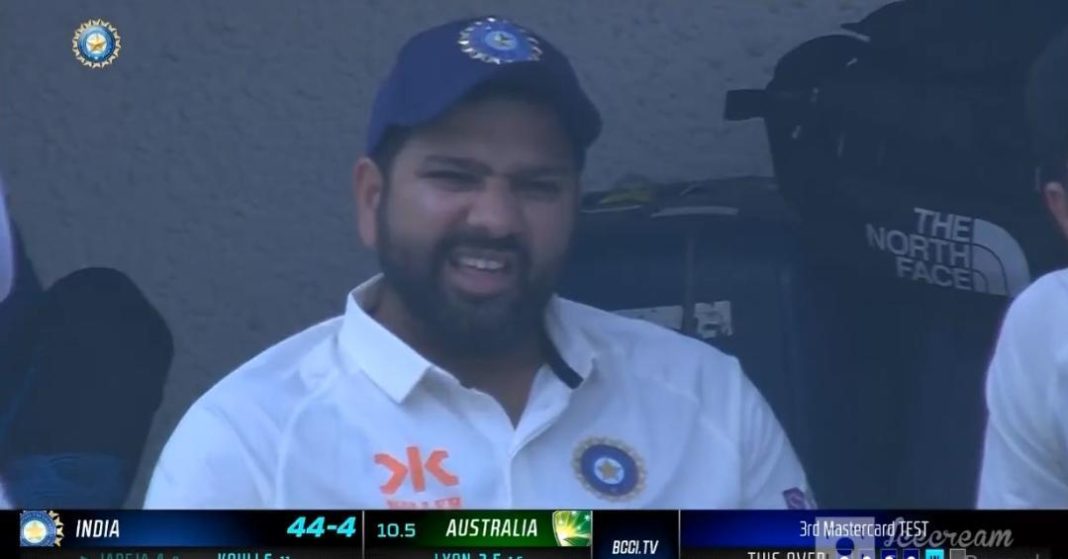 Rohit Sharma's furious reaction at Ravindra Jadeja's dismissal.