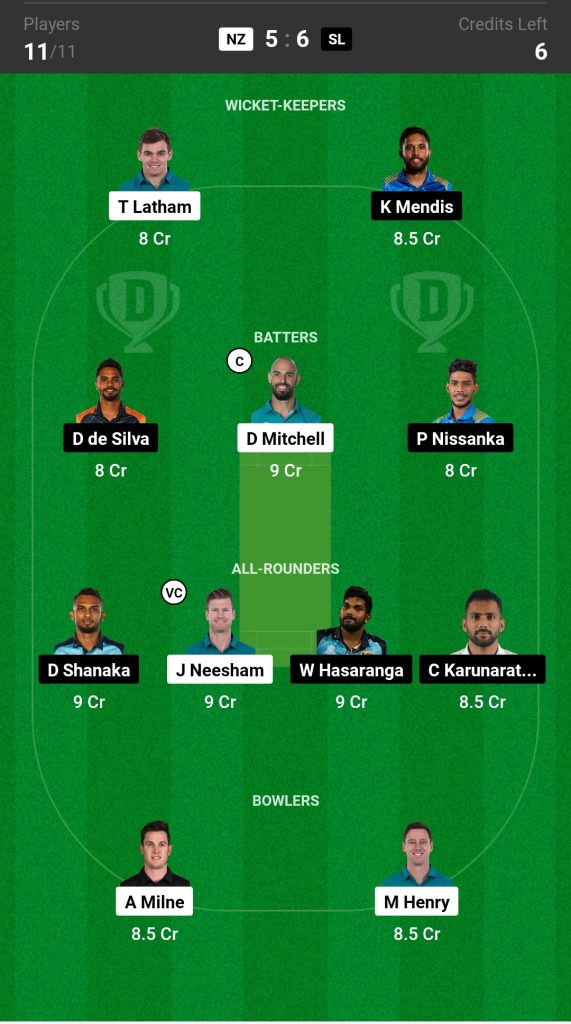 NZ vs SL Dream11 Prediction Today's Match Team 2

