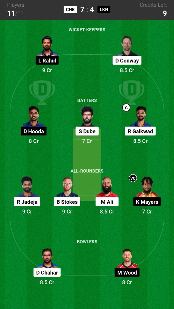 CSK vs LSG, Match 6, IPL 2023 Dream11 Prediction Today's Match Team 1

