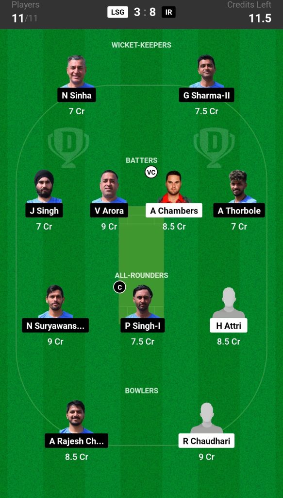 LSG vs IR Dream11 Prediction Today's Match Team 1

