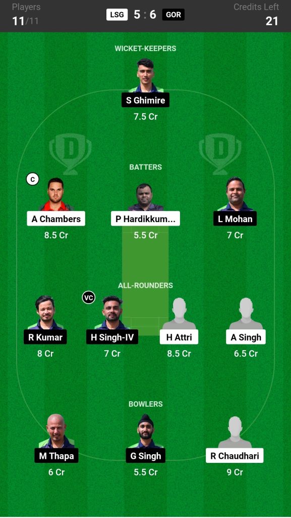 LSG vs GOR Dream11 Prediction Today's Match Team 1

