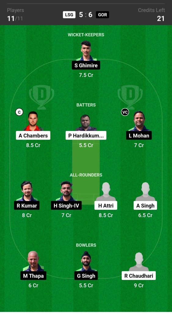 LSG vs GOR Dream11 Prediction Today's Match Team 2

