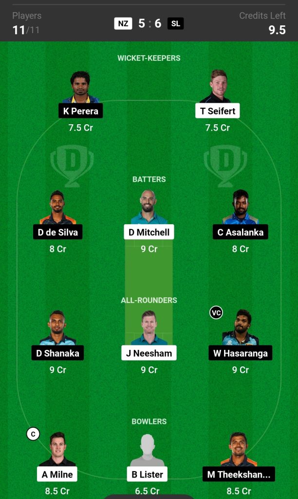 NZ vs SL Dream11 Prediction Today's Match Team 2

