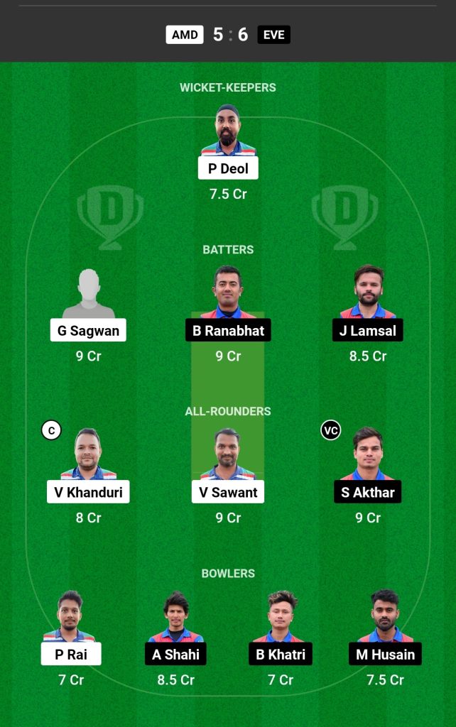 AMD vs EVE Dream11 Prediction Today's Match Team 2

