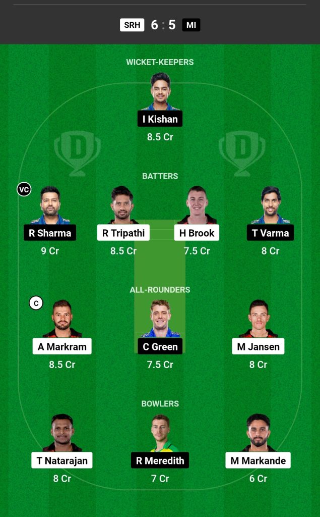 SRH vs MI Dream11 Prediction Today Match 