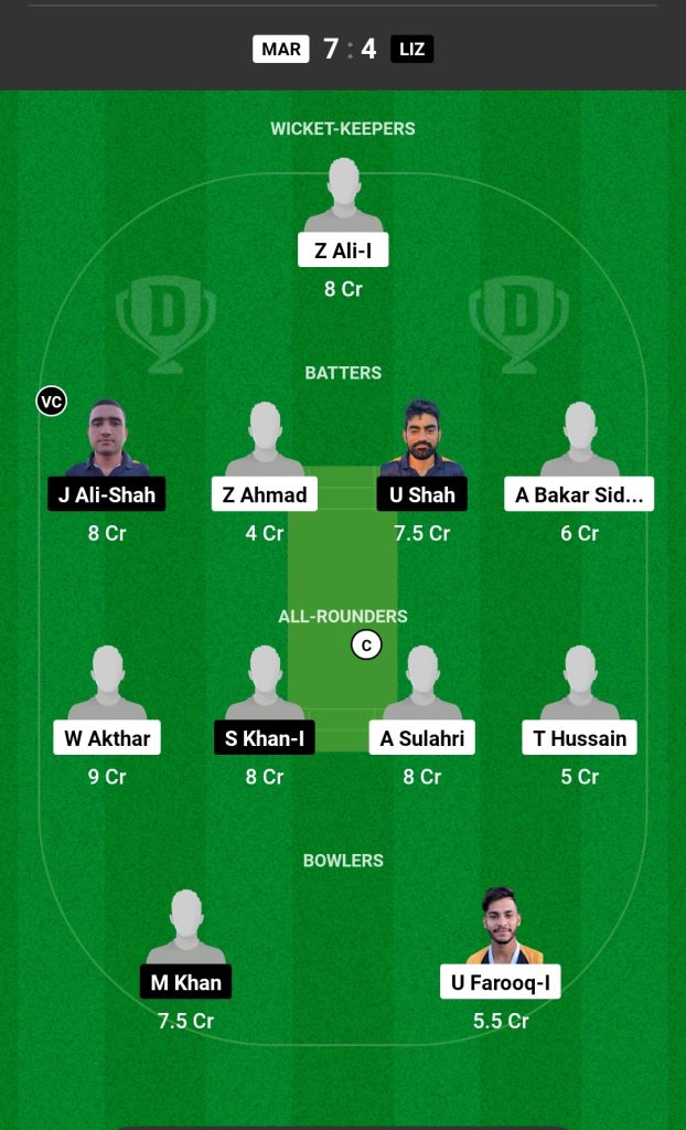 MAR vs LIZ  Dream11 Prediction Today's Match Team 1

