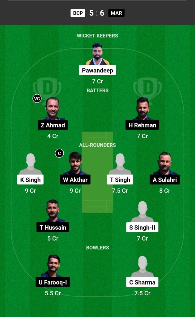 BCP vs MAR Dream11 Prediction Today's Match Team 1