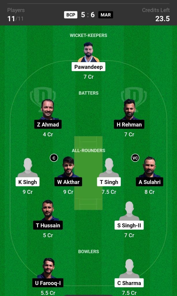 BCP vs MAR Dream11 Prediction Today's Match Team 2