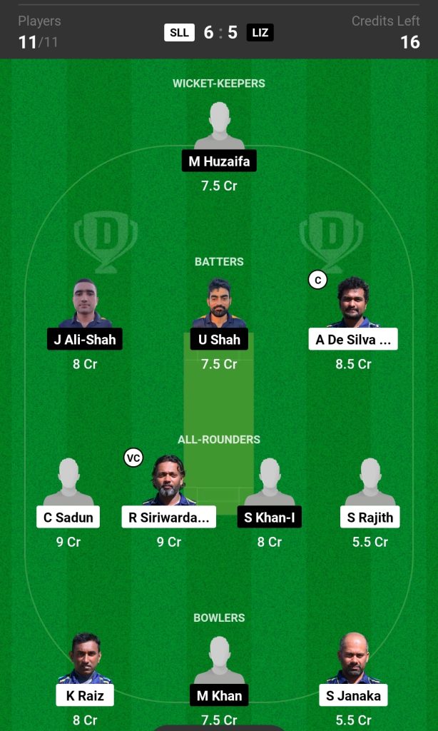 SLL vs LIZ Dream11 Prediction Today's Match Team 2

