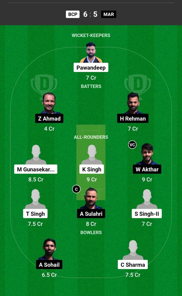 BCP vs MAR Dream11 Prediction Today's Match Team 1