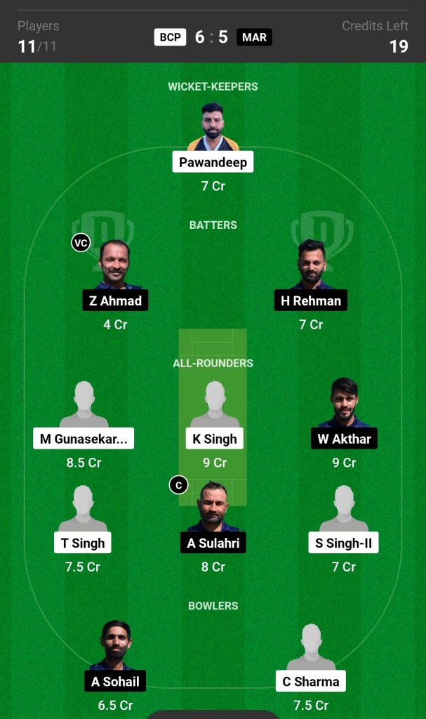 BCP vs MAR Dream11 Prediction Today's Match Team 2