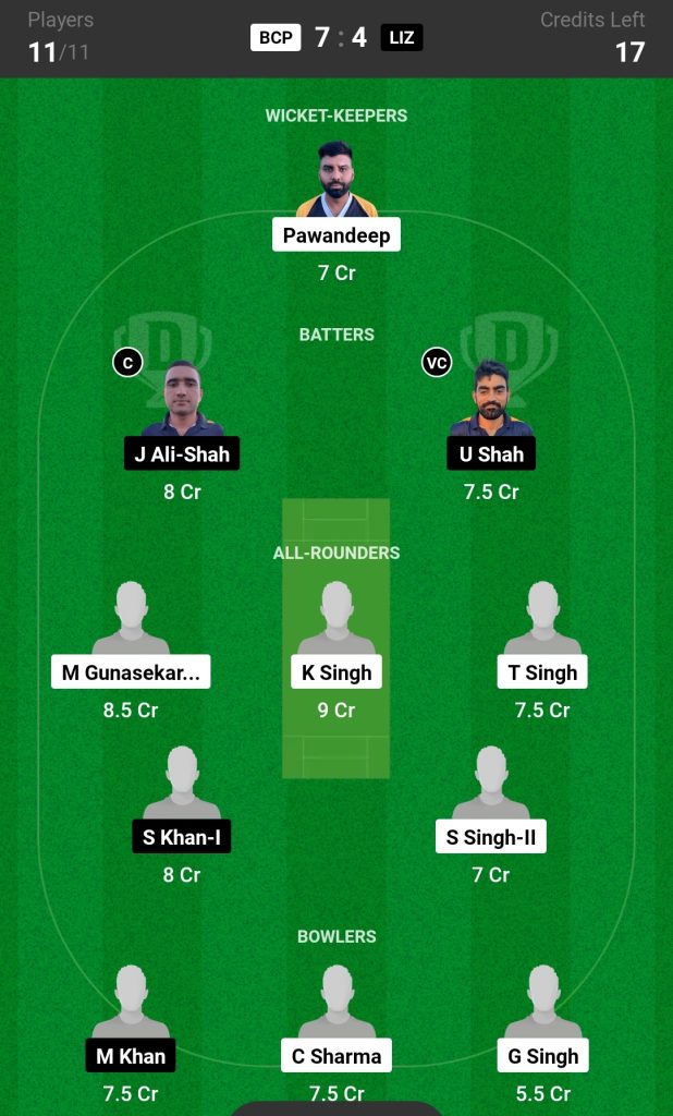 BCP vs LIZ Dream11 Prediction Today's Match Team 2

