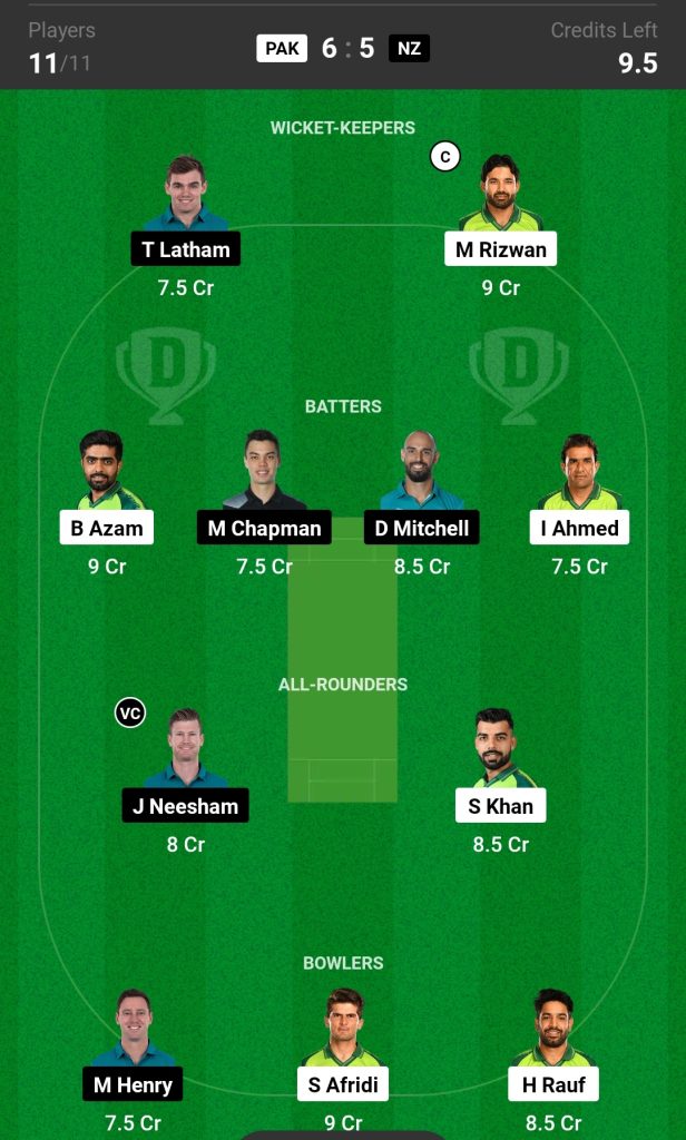 PAK vs NZ Dream11 Prediction Today Match

