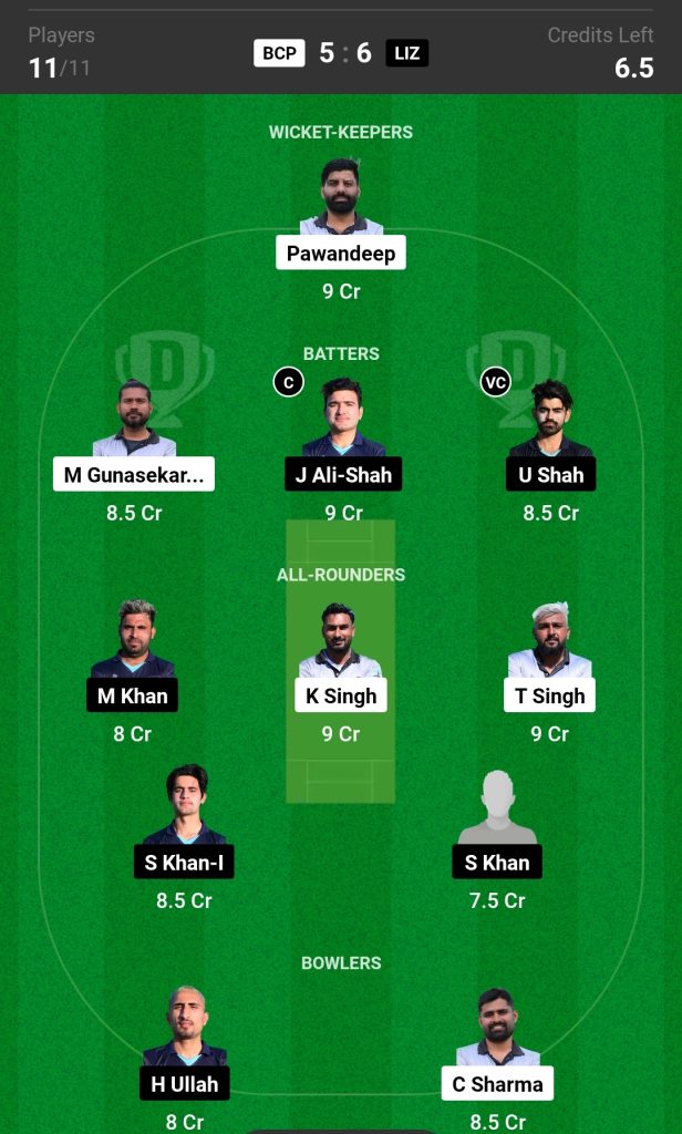 BCP vs LIZ Dream11 Prediction Today's Match Team 2