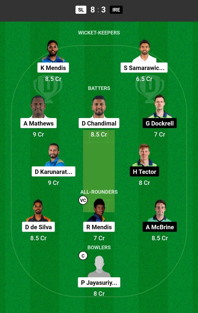 SL vs IRE Dream11 Prediction Team Today Match

