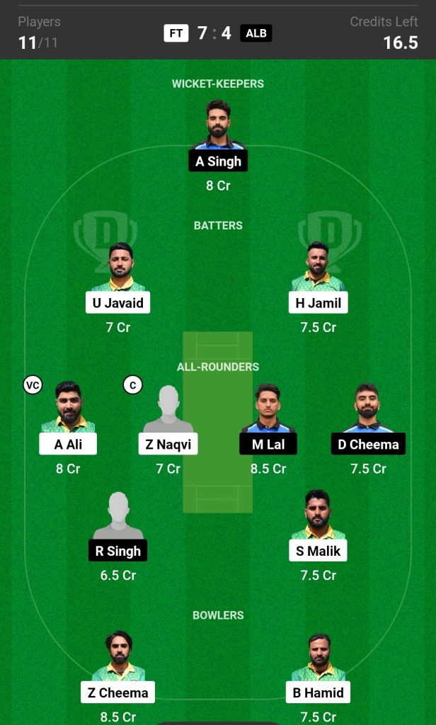 FT vs ALB Dream11 Prediction Today's Match Team 2