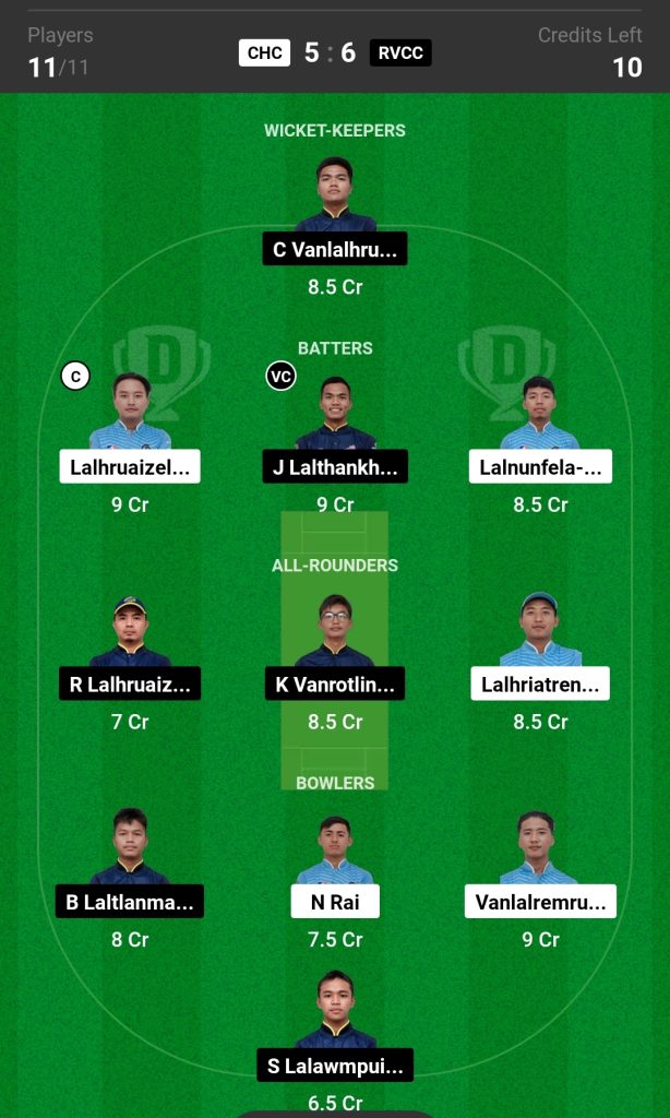 CHE vs RVCC Dream11 Prediction Today's Match Team 2

