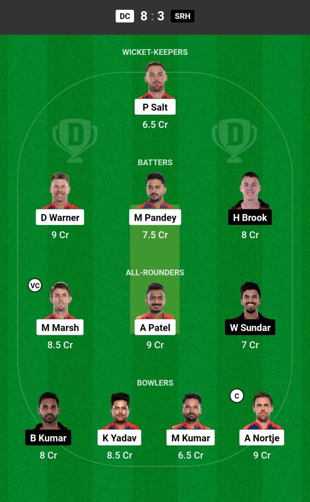 DC vs SRH Dream11 Prediction Today Match 