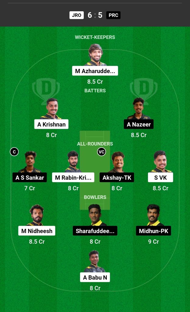 JRO vs PRC Dream11 Prediction Today's Match Team 1

