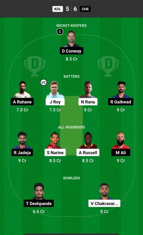 KKR vs CSK Dream11 Prediction Today Match 