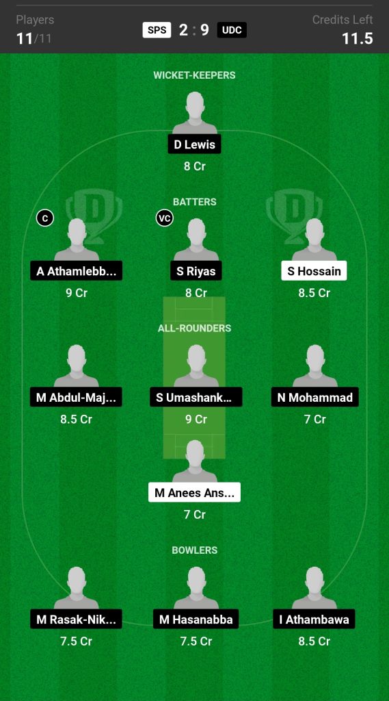 SPS vs UDC Dream11 Prediction Today Match Team 2

