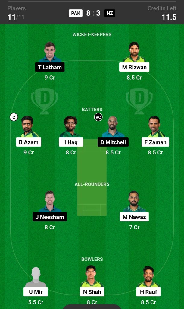 PAK vs NZ Dream11 Prediction Today Match

