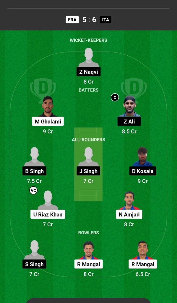 FRA vs ITA Dream11 Prediction Today's Match Team 1

