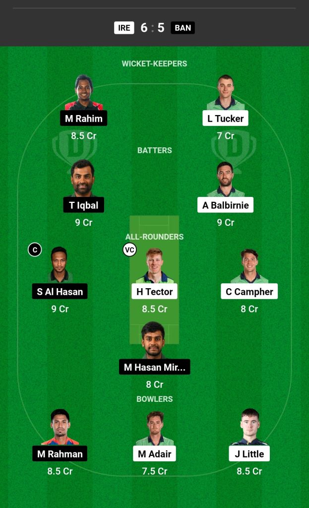 IRE vs BAN Dream11 Prediction Today Match