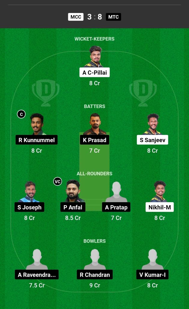 MCC vs MTC Dream11 Prediction Today's Match Team 1