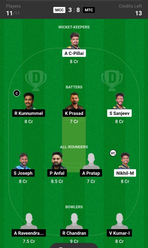 MCC vs MTC Dream11 Prediction Today's Match Team 2