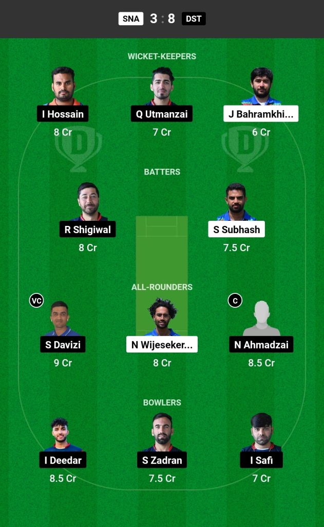 SNA vs DST Dream11 Prediction Today's Match Team 1