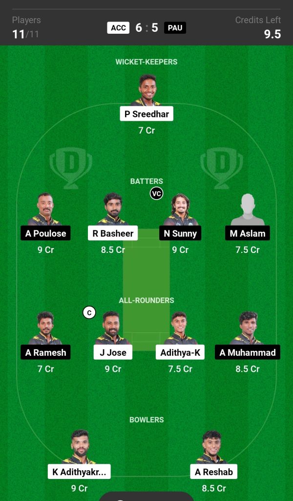 ACC vs PAU Dream11 Prediction Today's Match Team 2