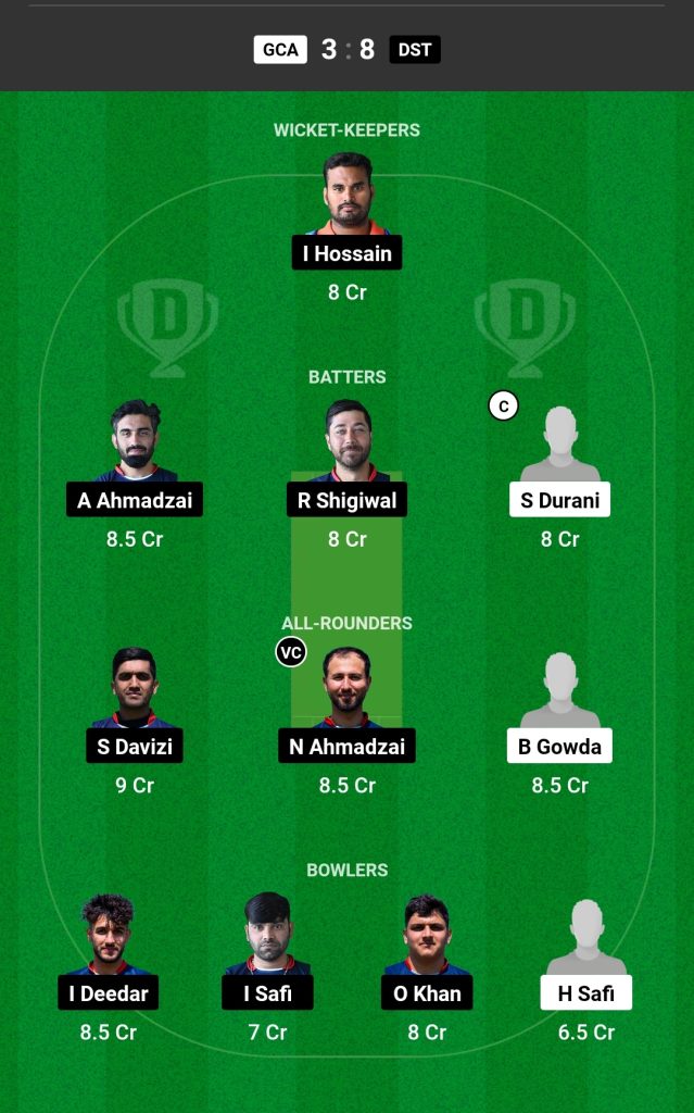 GCA vs DST Dream11 Prediction Today's Match Team 1