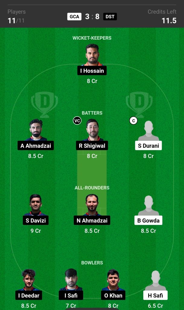 GCA vs DST Dream11 Prediction Today's Match Team 2