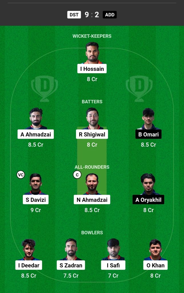 DST vs ADD Dream11 Prediction Today's Match Team 1