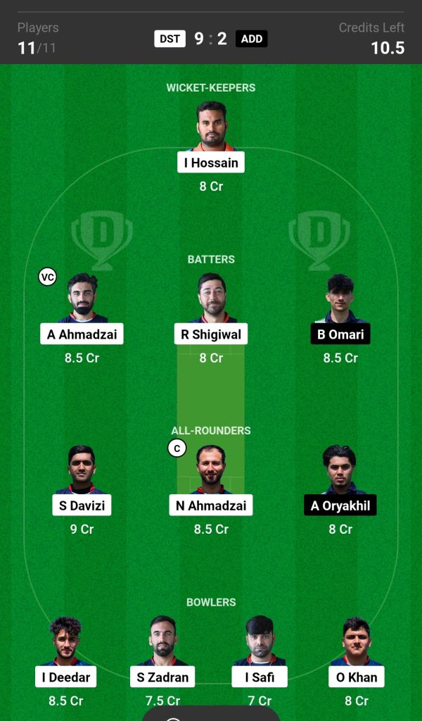 DST vs ADD Dream11 Prediction Today's Match Team 2