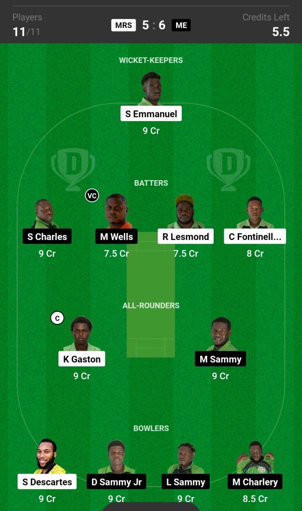 MRS vs ME Dream11 Prediction Today's Match Team 2