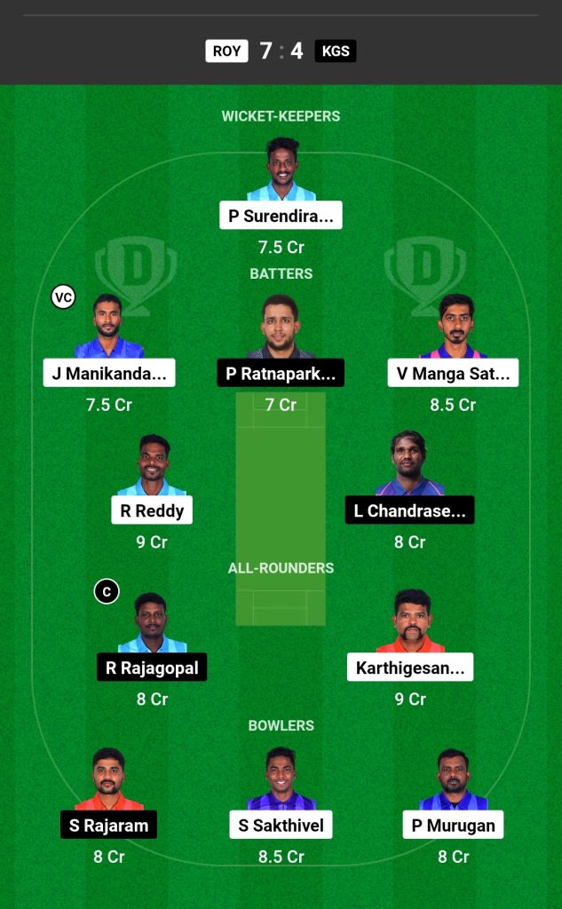 ROY vs KGS Dream11 Prediction Today's Match Team 1