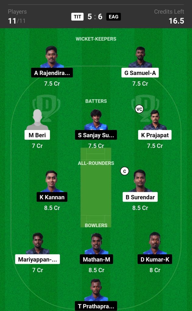 TIT vs EAG Dream11 Prediction Today's Match Team 2