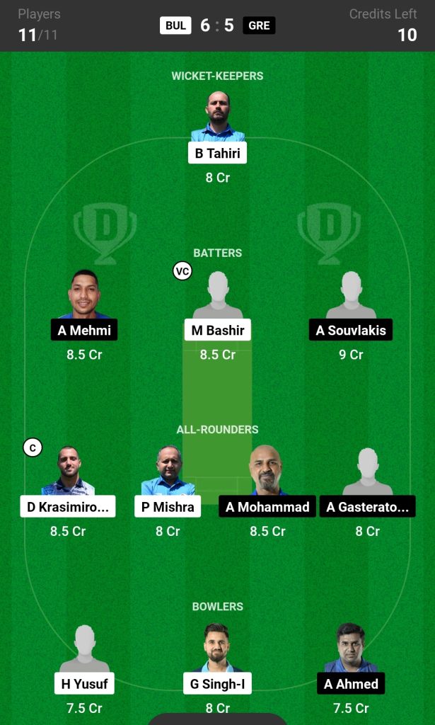 BUL vs GRE Dream11 Prediction Today's Match, Probable Playing XI, Pitch Report, Top Fantasy Picks, Weather Report, Predicted Winner for today's match, ECS Bulgaria T10