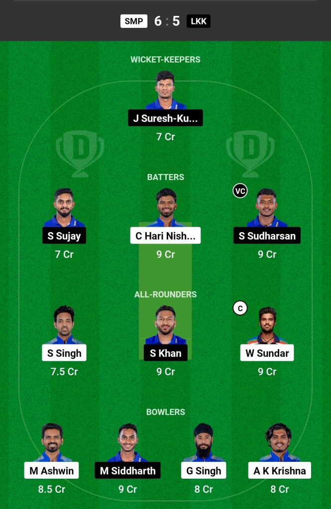 SMP vs LKK Dream11 Prediction Today's Match Team 1