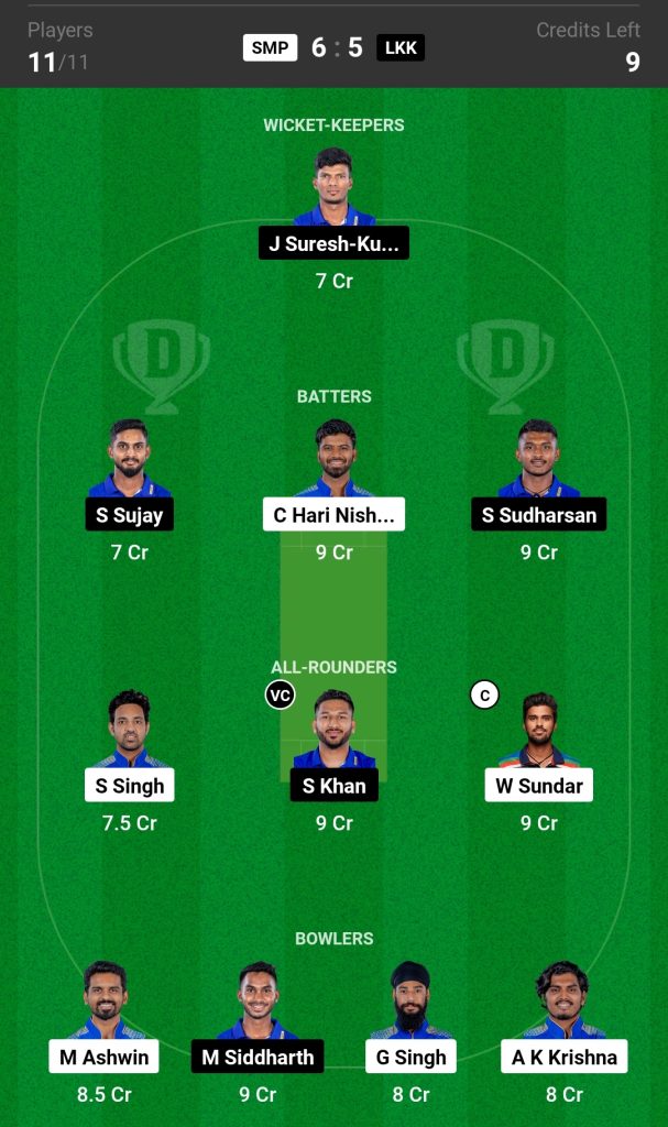 SMP vs LKK Dream11 Prediction Today's Match Team 2